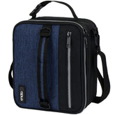 OPUX insulated lunch box in Heather Navy, front view, ideal for work and school meals.