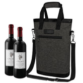 OPUX two-bottle wine tote in side view highlighting dual capacity for travel.