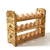 ORBEIN egg holder 3-tier wooden rack on counter keeps eggs organized and ventilated.