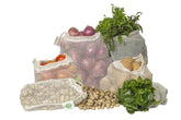 Organic Cotton Mart large mesh bag with drawstring for easy grocery shopping.