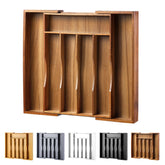 Oridom expandable acacia drawer organizer inside the drawer for easy access.