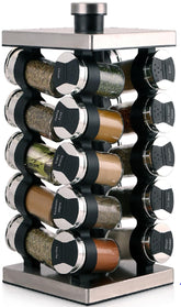 Orii 20 jar spice rack with rotation base for easy kitchen access