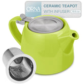 ORNA teapot with lime ceramic finish, 550ml for two cups, ideal for shared tea moments.
