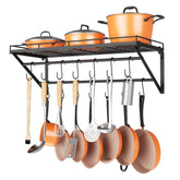 OROPY 31-inch wall-mounted pot rack with two-tier rails for organized cookware.