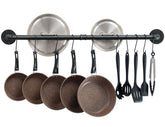 OROPY 38-inch wall-mounted pot rack keeps pans organized and accessible.
