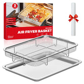 OSJ COOK air fryer basket for oven shown with even heat for crispy results