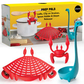 OTOTO Prep Pals Red the Crab spoon rest keeps utensils organized on the counter.