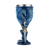 Ottalent Blue Dragon Goblet front view with durable stainless steel insert and resin exterior.