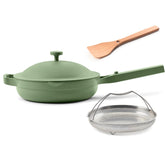 Our Place Always Pan 2.0 steamer basket for efficient vegetable steaming.