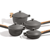 Our Place Always Pan balance with lid pour for versatile one-pan meals.