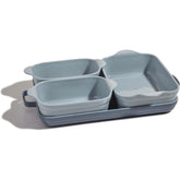 Our Place bakeware set griddle pan on stovetop for even searing