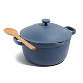 Our Place Perfect Pot on stove with steam-release lid for efficient cooking.