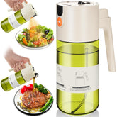 OURCABECUE 2-in-1 oil sprayer in green bottle provides precise spray and pour.