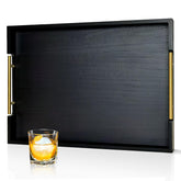 OurMiao 22-inch rectangle tray with black handles for stylish serving and display.