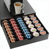 OUTIOE Vertuo drawer fits neatly under the coffee machine for quick access and less clutter.