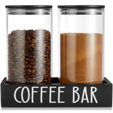 OUTNILI glass coffee canisters with airtight bamboo lids for organized storage