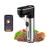 Outohome sous vide cooker front view shows compact, space-saving design for easy storage