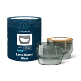ovalware latte cups stealth gray front view, compact 8.5oz design for home baristas.