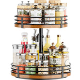 OVICAR wooden two-tier lazy susan for easy spice access on the counter