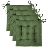 OVOV 4-pack chair cushions green velvet close-up show smooth texture and plush comfort