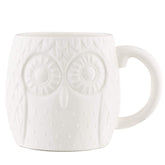 Owl Aisle oversized embossed owl mug with 20oz capacity for generous coffee or tea.
