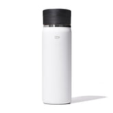 OXO Good Grips 20oz travel mug with SimplyClean lid in quartz, easy to clean after use.