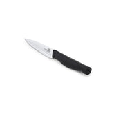 OXO Good Grips paring knife blade close-up highlighting sharp steel for precise peeling.