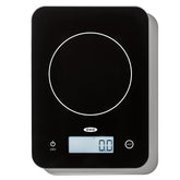 OXO Good Grips glass scale top view perfect for compact kitchen spaces.