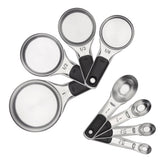 OXO Good Grips 1-cup stainless steel measuring cup with permanent etched markings.