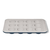 OXO Good Grips muffin pan in storm blue, top view showing even browning potential
