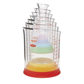 OXO Good Grips nesting beaker set shown stacked to save space.