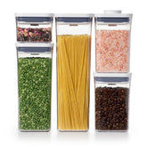 OXO Good Grips POP container seal button showing airtight storage.