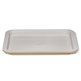 OXO Good Grips quarter sheet pan ceramic coating for easy release and even browning.