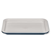 OXO Good Grips quarter sheet pan top view in storm blue for even heating and easy handling.