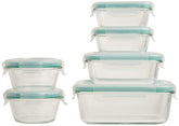 OXO Good Grips Smart Seal glass container set with clear contents for quick meal planning