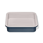 OXO Good Grips square cake pan storm blue, top view highlighting even browning.