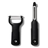 OXO Good Grips swivel peeler in use with potato, comfortable control