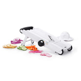 OXO Good Grips V-Blade: white mandoline slicer with assembly view for precise cuts