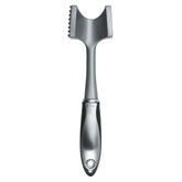 OXO SteeL meat tenderizer with a soft grip for controlled pounding.