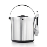 OXO SteeL ice bucket with double-wall insulation keeps ice cold and condensation-free.
