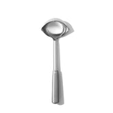 OXO Steel Ladle angled head for precise scooping of soups and sauces.