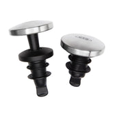 OXO SteeL two-pack wine stopper with sleek stainless steel accent.