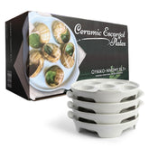 OYKKO-NNOMY SLT+ escargot dish set shown as an elegant four-plate collection for refined entertaining.
