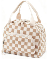 OYLOLA plaid lunch bag in beige brown keeps meals warm for work or school