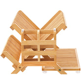 Oyydecor bamboo dish drying rack top tier ready for large plate loads after meals