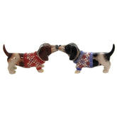Pacific Giftware kissing basset hounds sweater decor on dining table adds playful charm.