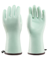 PACIFIC PPE oven gloves in green with extended cuff protecting hands from heat during cooking.