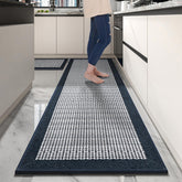 PADOOR non-slip kitchen rug set blue full view showing safety and style.