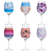 PAGOW wine glass sleeve with six colorful designs for festive gatherings.