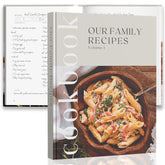 Paige McRae Recipe Book front cover—durable family keepsake for recipes